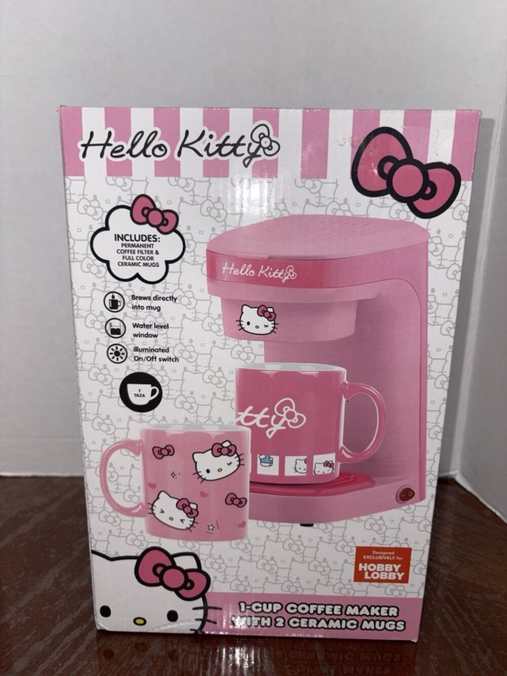 NEW Sanrio Hello Kitty Pink Single Serve Coffee Maker Includes 2 Mugs Dorm Home